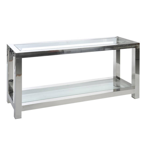 J-line - Console Roestvrij Staal/glas Zilv 140x40x70cm - 140x40x70cm