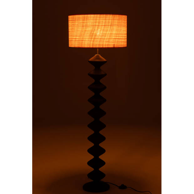 J-line - Vloerlamp Rups Populierenhout Zwart/naturel - 48x48x156cm