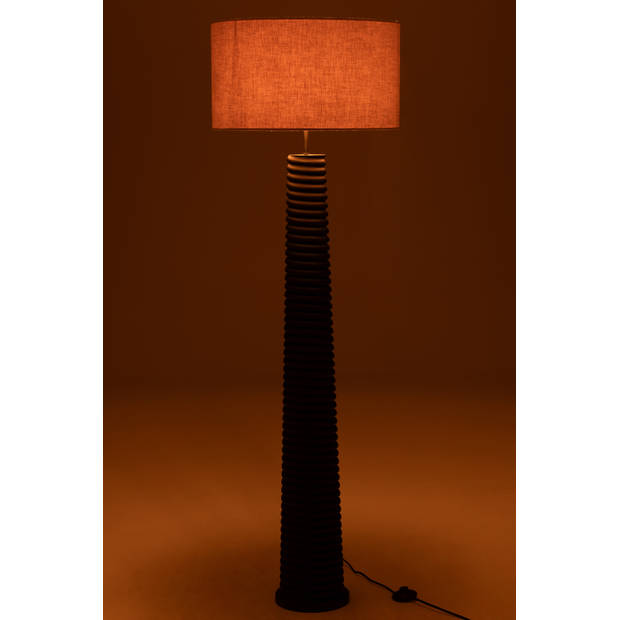 J-line - Vloerlamp Schroefdraad Ailanthus Hout Zwart/grijs - 48x48x160cm