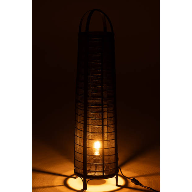 J-line - Lamp Don Katoen Bamboe Zwart - 26x26x100cm