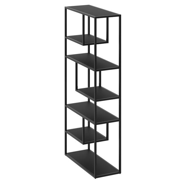 tectake® Wandkast Venda - Industrieel Design - 6 Vakken, Stalen Frame, Kantelbeveiliging - 85x35x188 cm - Voor Woonkamer