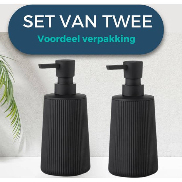 Zeeppompjes Mat Zwart - SET van 2 Zeepdispensers - Zeeppomp - Zeeppompje vrijstaand - Keuken - Badkamer - Toilet