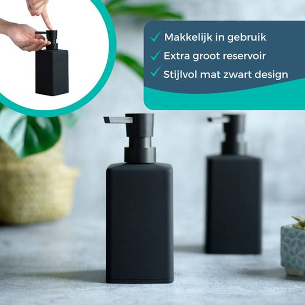 Zeeppompjes Mat Zwart - SET van 4 Zeepdispensers - Zeeppompje - vrijstaand - Keuken - Badkamer - Toilet