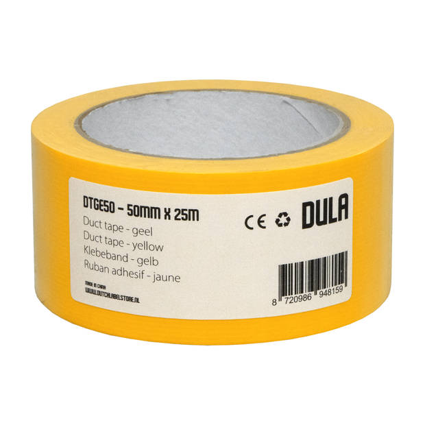 DULA Duct tape - Geel - 50 mm x 25m - 6 Rollen Ducktape - Reparatie tape