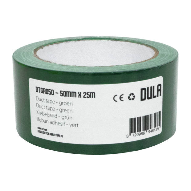 DULA Duct tape - Groen - 50 mm x 25m - 6 Rollen Ducktape - Reparatie tape