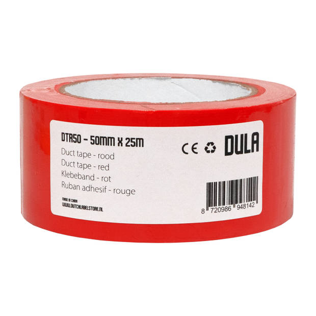 DULA Duct tape - Rood - 50 mm x 25m - 24 Rollen Ducktape - Reparatie tape