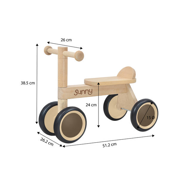 Sunny Mini Walker Loopfiets voor Kinderen van Hout Voor Binnen en Buiten