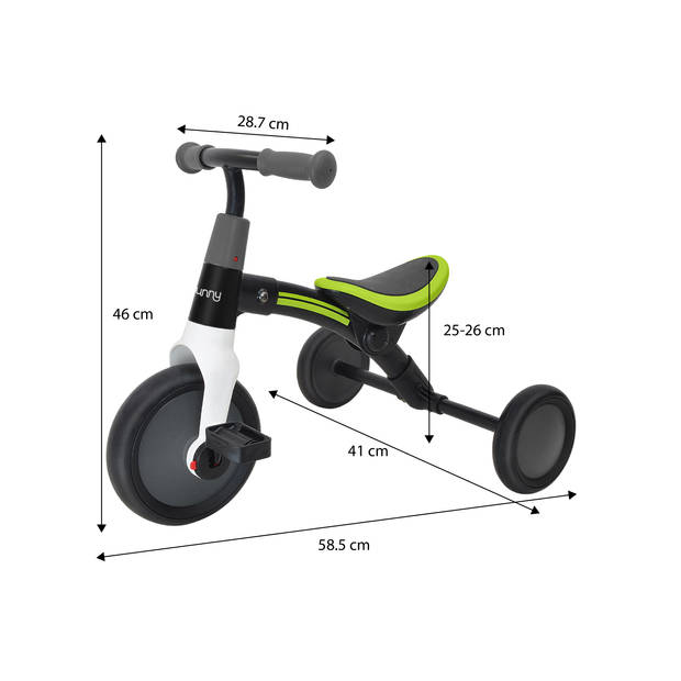 Sunny Walker 2-in-1 2000 Loopfiets voor Kinderen van Gepoedercoat Staal Voor Binnen &Buiten