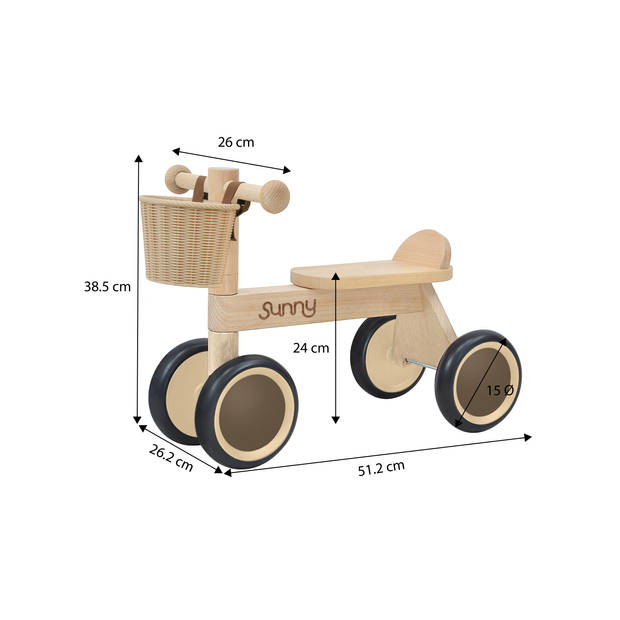 Sunny Mini Walker Loopfiets voor Kinderen van Hout Voor Binnen en Buiten