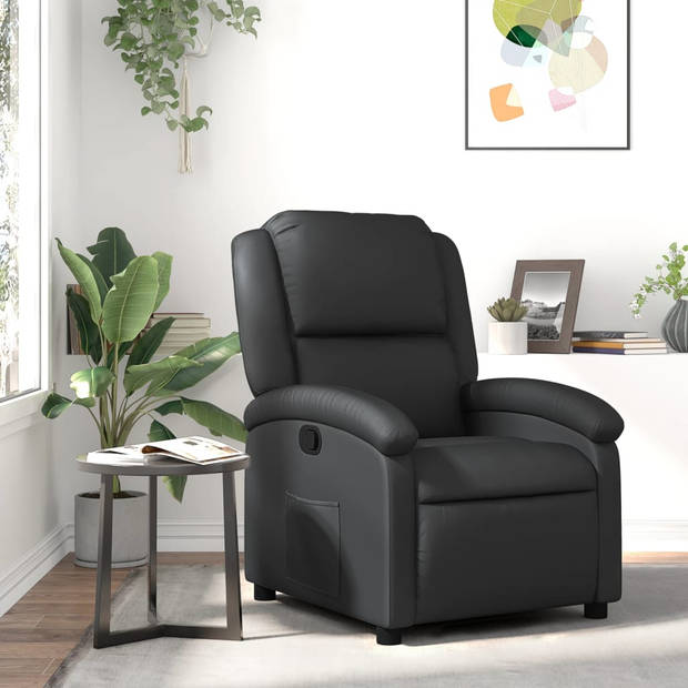 vidaXL Fauteuil echt leer zwart