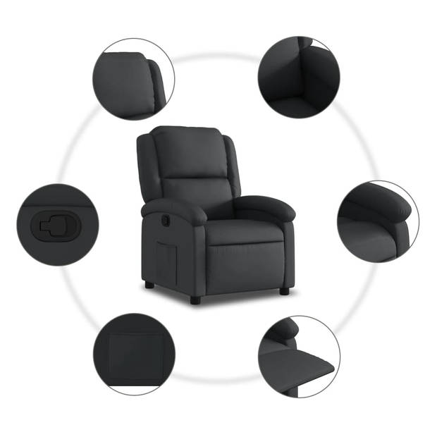 vidaXL Fauteuil echt leer zwart