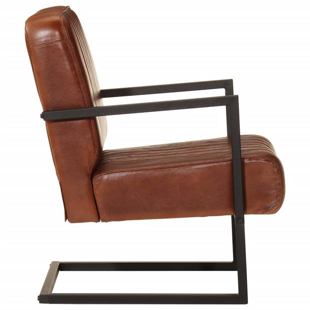 vidaXL Fauteuil echt leer bruin