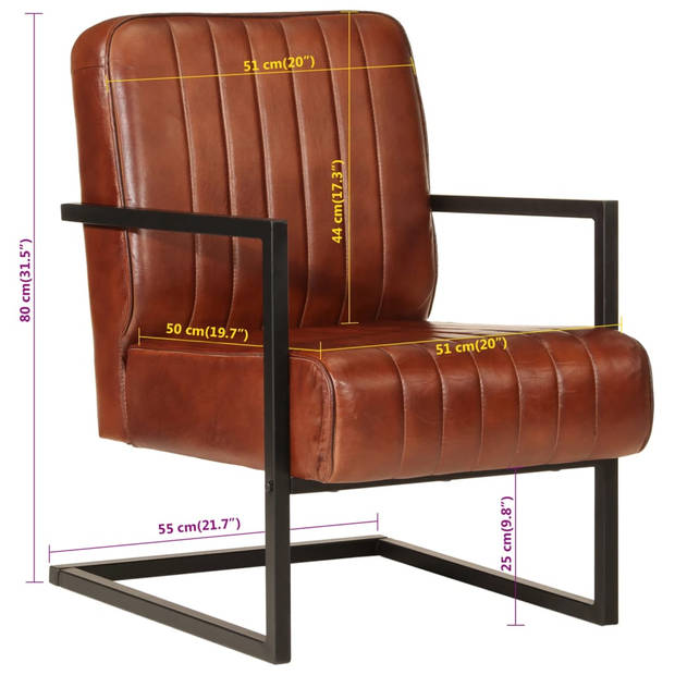 vidaXL Fauteuil echt leer bruin