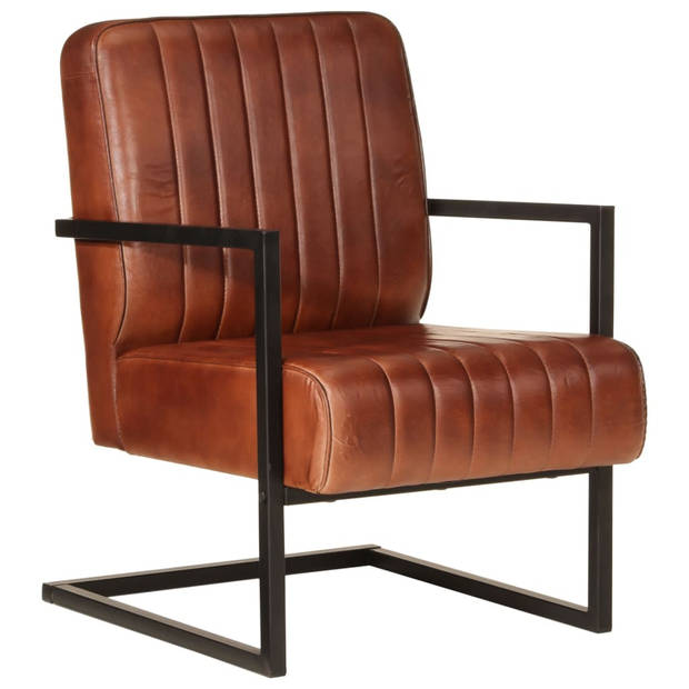 vidaXL Fauteuil echt leer bruin