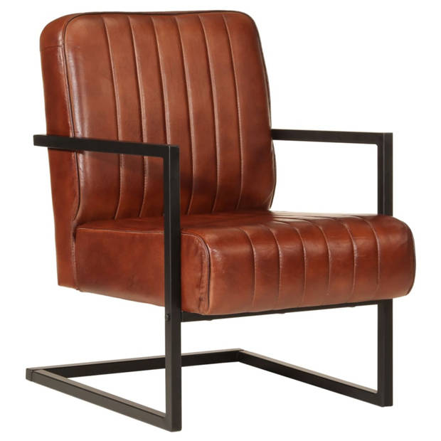 vidaXL Fauteuil echt leer bruin