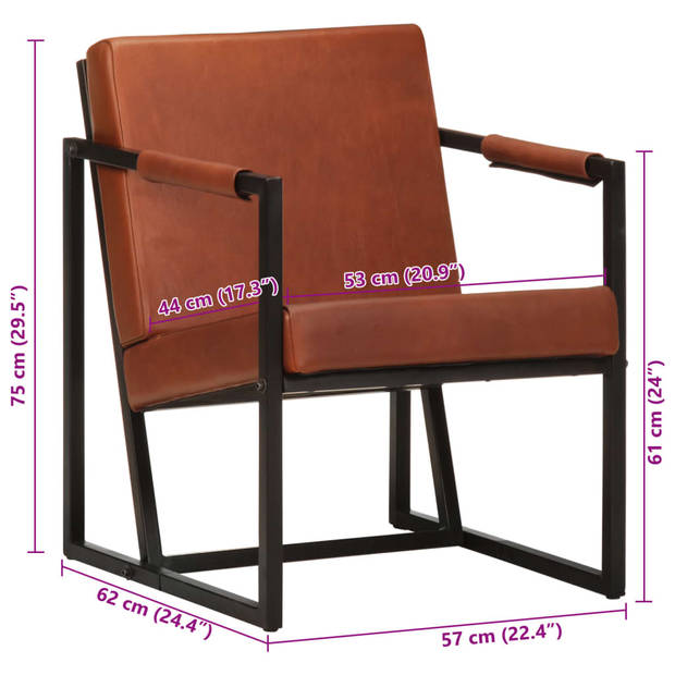 vidaXL Fauteuil echt leer bruin