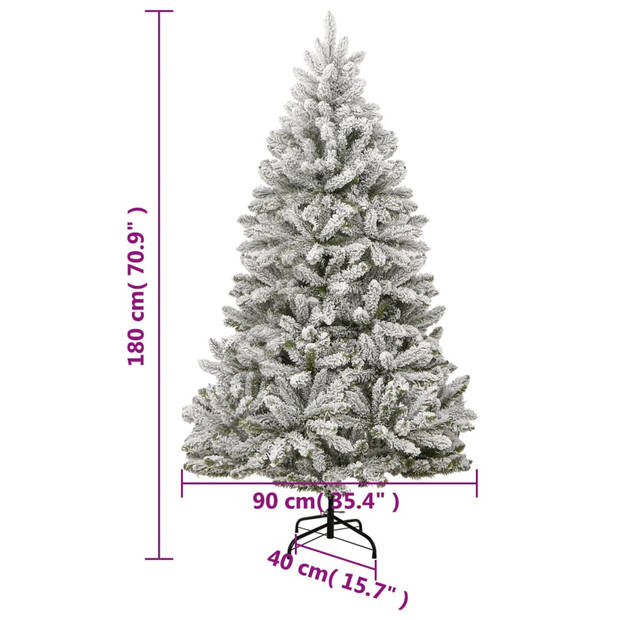 vidaXL Kunstkerstboom met scharnieren en sneeuw 180 cm