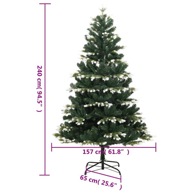 vidaXL Kunstkerstboom met scharnieren en sneeuw 240 cm