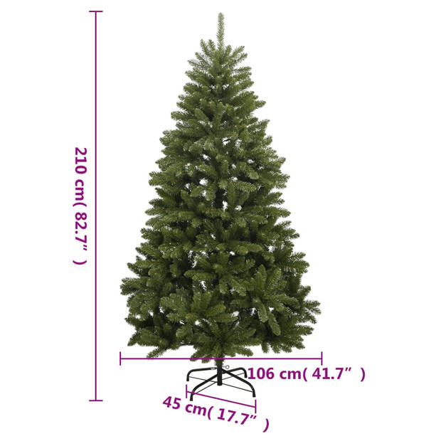 vidaXL Kunstkerstboom met scharnieren en standaard 210 cm groen