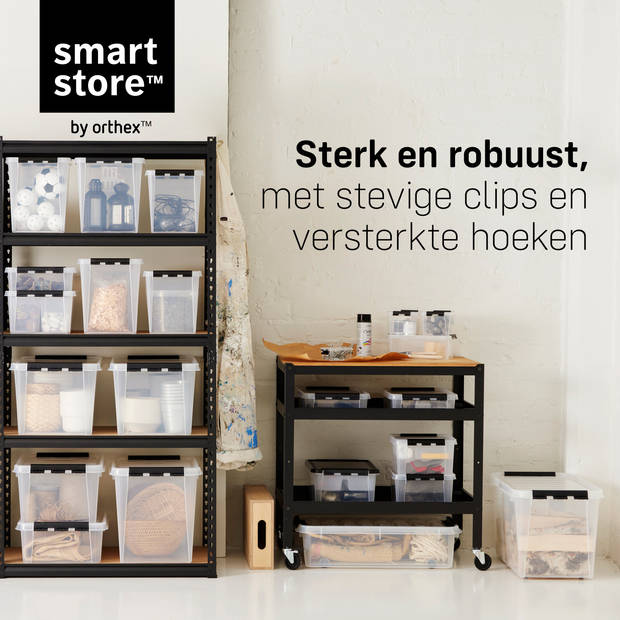 Opbergbox SET VAN 3 - 47L - Orthex - SmartStore - Transparant, zwart