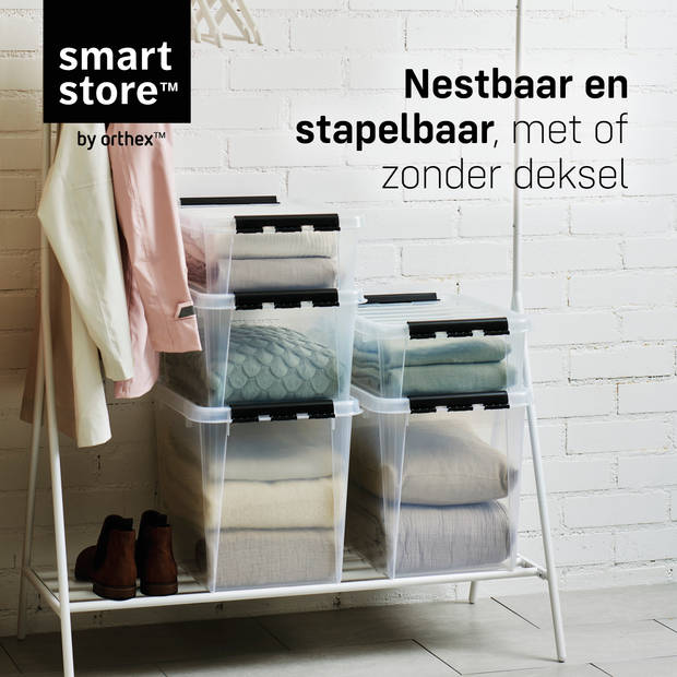 Opbergbox SET VAN 2 - 61L - Orthex - SmartStore - Transparant, zwart