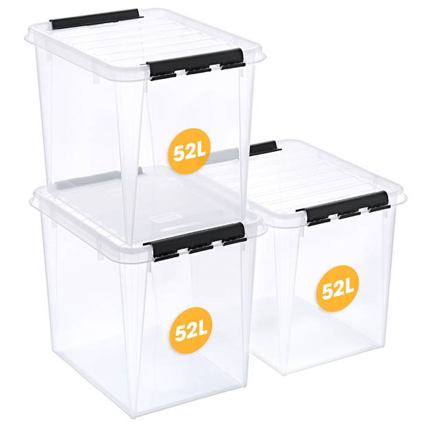 Opbergbox SET VAN 2 - 52L - Orthex - SmartStore - Transparant, zwart