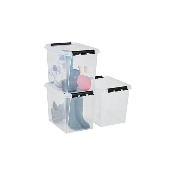 Opbergbox SET VAN 2 - 52L - Orthex - SmartStore - Transparant, zwart