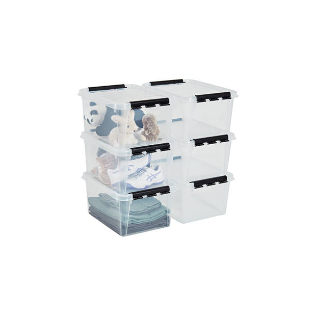 Opbergbox SET VAN 3 - 32L - Orthex - SmartStore - Transparant, zwart