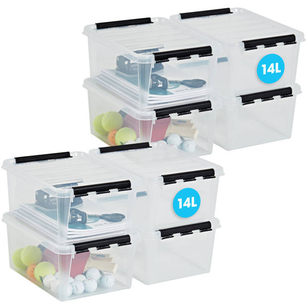 Opbergbox SET VAN 3 - 14L - Orthex - SmartStore - Transparant, zwart