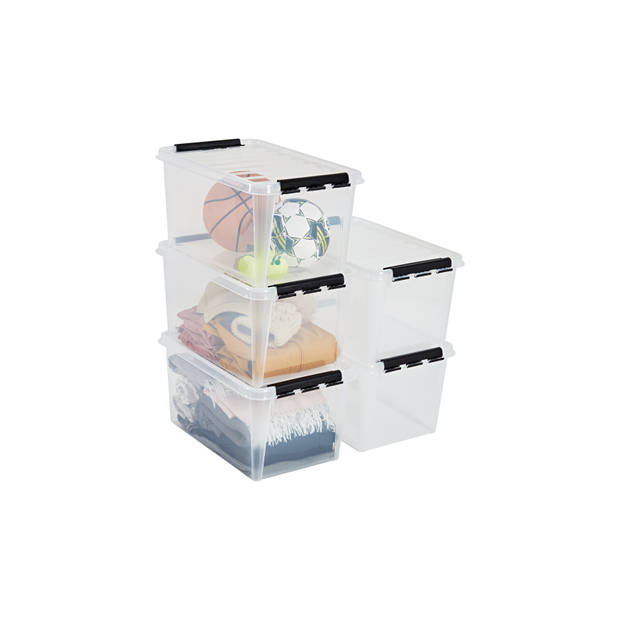 Opbergbox SET VAN 3 - 47L - Orthex - SmartStore - Transparant, zwart