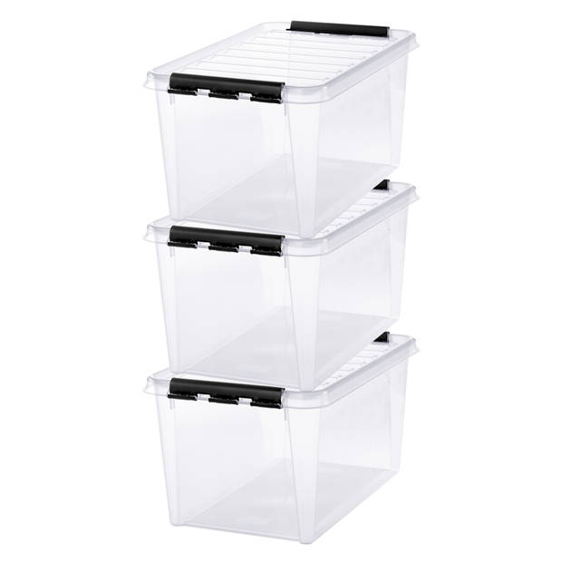 Opbergbox SET VAN 3 - 47L - Orthex - SmartStore - Transparant, zwart