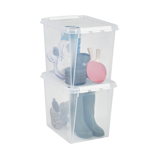 Opbergbox SET VAN 2 - 52L - Orthex - SmartStore - Transparant, wit