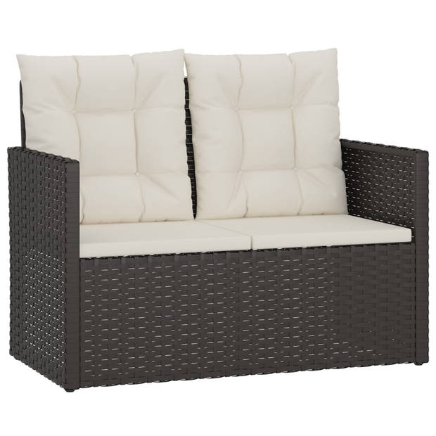 vidaXL 4-delige Loungeset met kussens poly rattan zwart