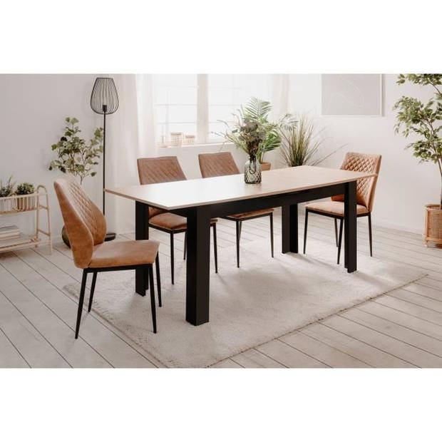 Uitschuifbare tafel - BIRMINGHAM - 80B - Automatische gesynchroniseerde opening - Eiken/zwart - 8/10 personen - 160-200