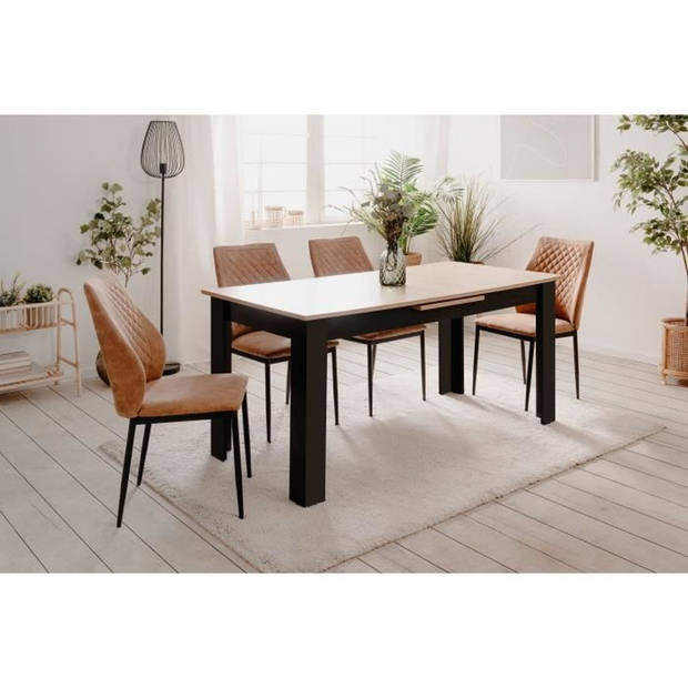 Uitschuifbare tafel - BIRMINGHAM - 80B - Automatische gesynchroniseerde opening - Eiken/zwart - 8/10 personen - 160-200