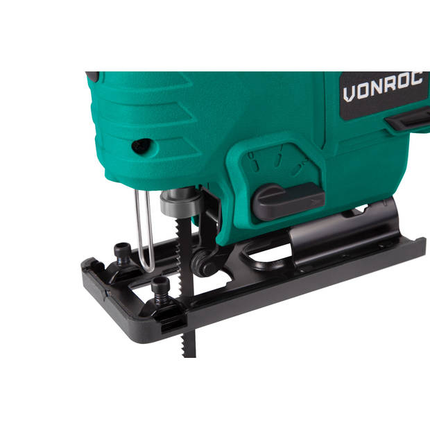 VONROC Accu decoupeerzaag – VPower 20V – Incl. 4.0Ah accu, oplader, parellelgeleider en 2 zaagbladen