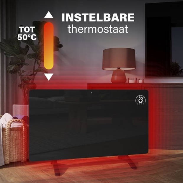 Princess 348485 Infraroodpaneel – 480W Elektrische Verwarming met Slimme Thermostaat, Timer & Open Raam Detectie - Zwart