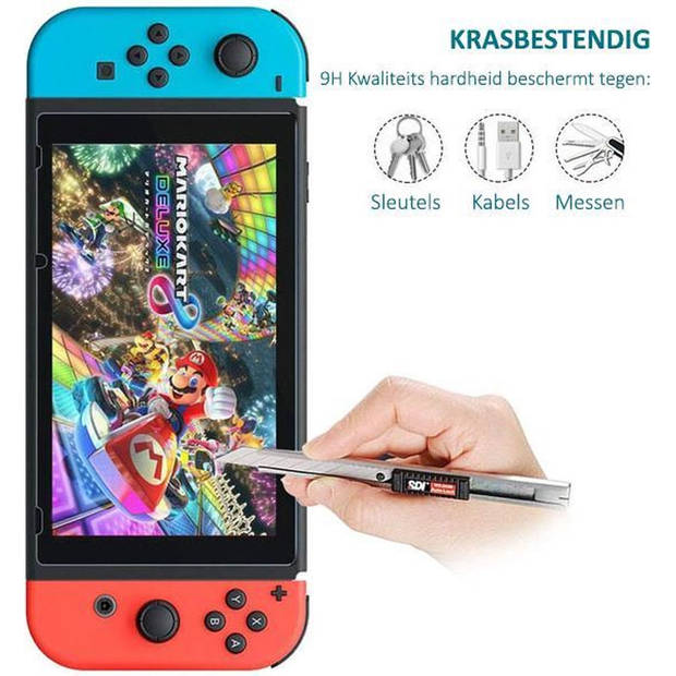 Knaak Screen Protector geschikt voor Nintendo Switch - 9H Gehard Glas - 1 stuk