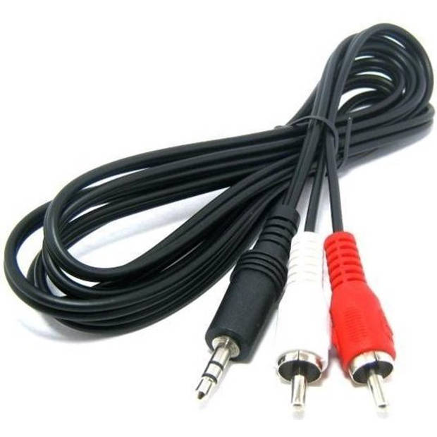 Knaak Goede kwaliteit Jack 3.5mm stereo naar RCA mannelijke audiokabel, lengte: 1.5m