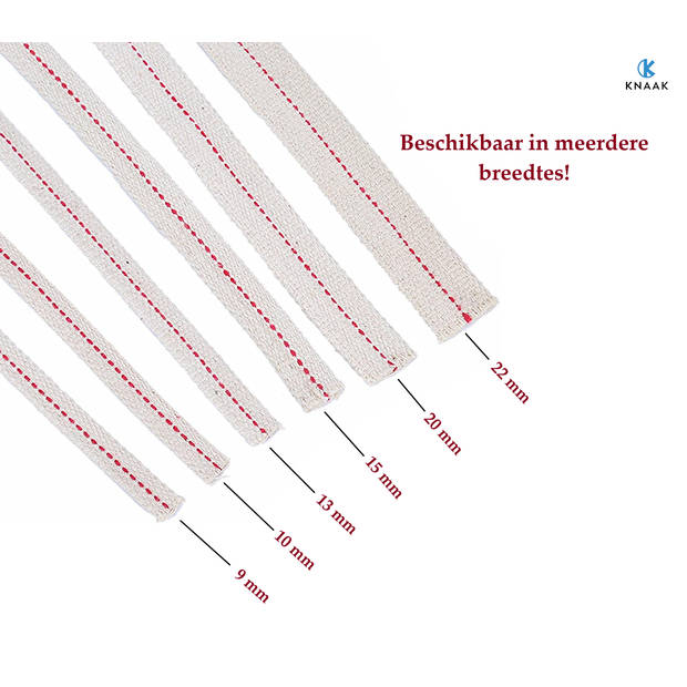 Knaak Olielamp Lont - Plat - 9 mm - Katoen - 1 stuk - Rol van 1 meter