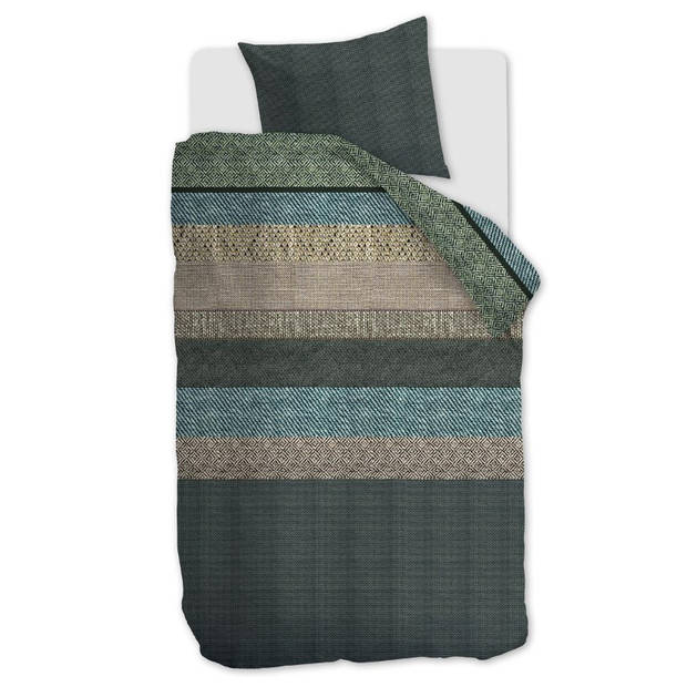 Beddinghouse Flanel Dekbedovertrek Enzo Green-1-persoons (140 x 200/220 cm)