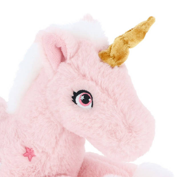 Keel Toys pluche eenhoorn knuffel - roze/wit - 35 cm - mystieke dieren - met glitter sterren - Knuffeldier