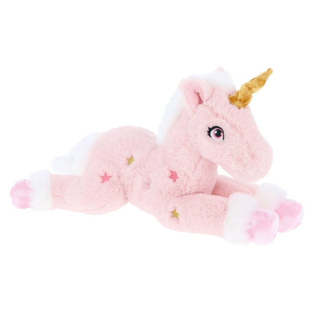 Keel Toys pluche eenhoorn knuffel - roze/wit - 35 cm - mystieke dieren - met glitter sterren - Knuffeldier