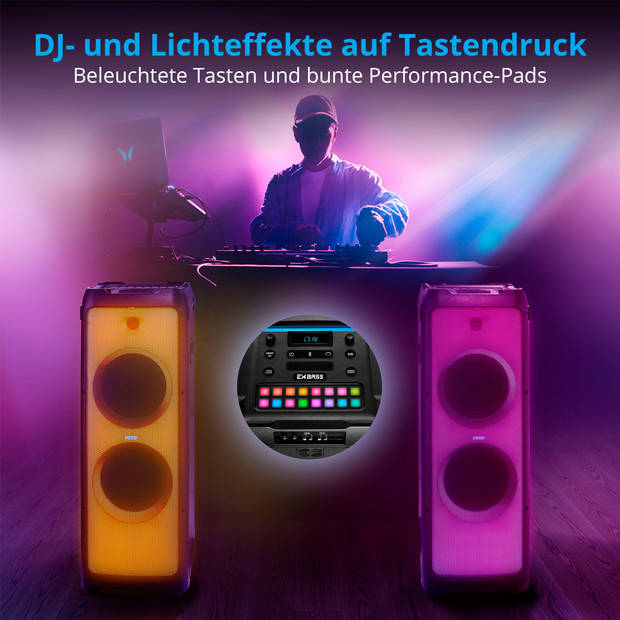 LIFE® X61200 feestluidspreker Bluetooth®-geluidssysteem LED-frontpaneel met spectacul…