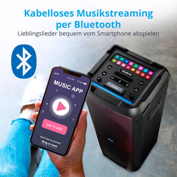 LIFE® X61200 feestluidspreker Bluetooth®-geluidssysteem LED-frontpaneel met spectacul…