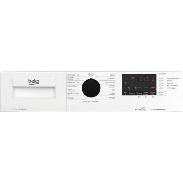 BEKO WTV94221BW patrijspoortwasmachine - 9 kg - Inductie - L 60 cm - 1400 tpm - Klasse A - Wit