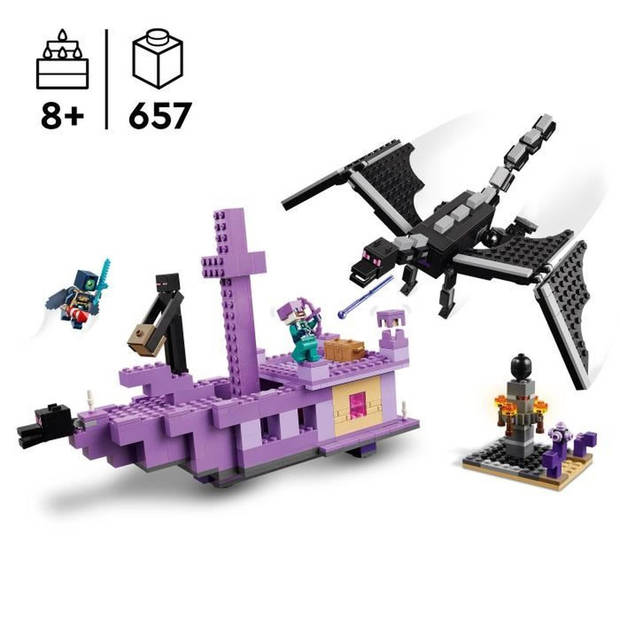 LEGO Minecraft 21264 De draak en het Enderschip - Op videogames geïnspireerde set