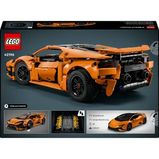 LEGO Technic 42196 Lamborghini Huracán Tecnica oranje speelgoedauto voor kinderen vanaf 9 jaar