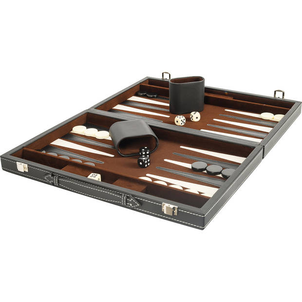 Backgammon ingelegd 38 x 24 cm zwart