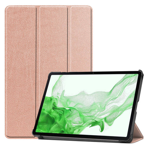 Basey Samsung Galaxy Tab S10 Plus Hoesje Kunstleer Hoes Case Cover -Rose Goud